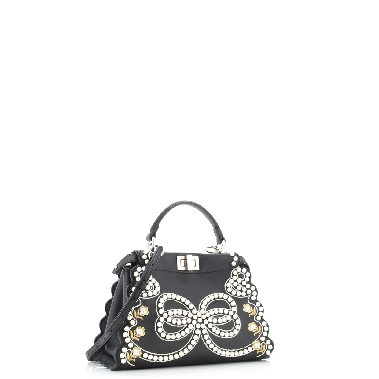 Peekaboo Bag Pearl Embellished Leather Mini - Deep Luxury