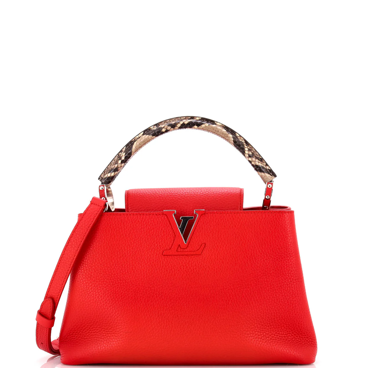 Capucines Bag Leather with Python PM - Deep Luxury