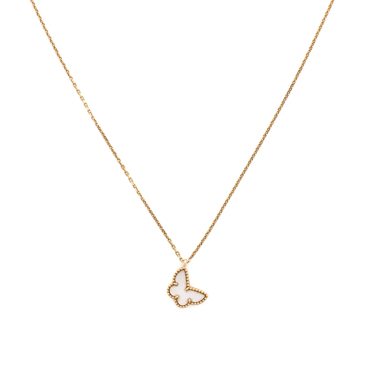 Sweet Alhambra Butterfly Pendant Necklace 18K Yellow Gold and Mother of Pearl - Deep Luxury