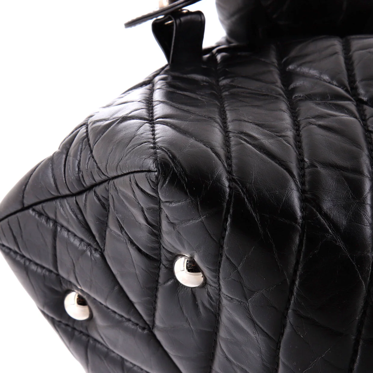 CC Bowling Bag Chevron Aged Calfskin Medium - Deep Luxury