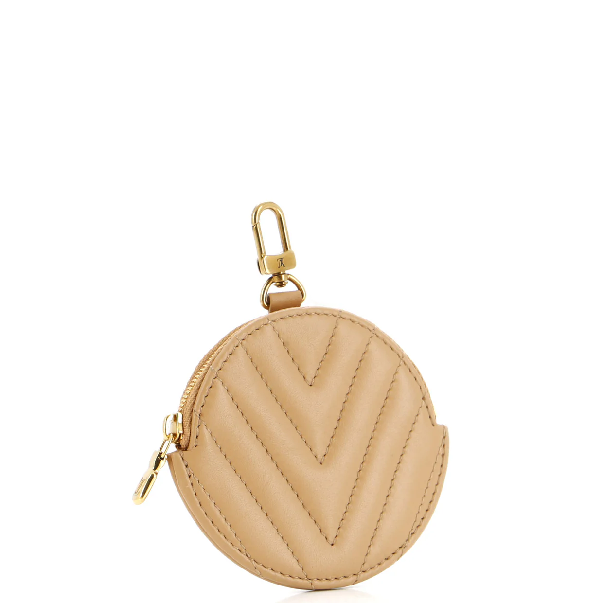 New Wave Multi Pochette Round Coin Purse Quilted Leather - Deep Luxury