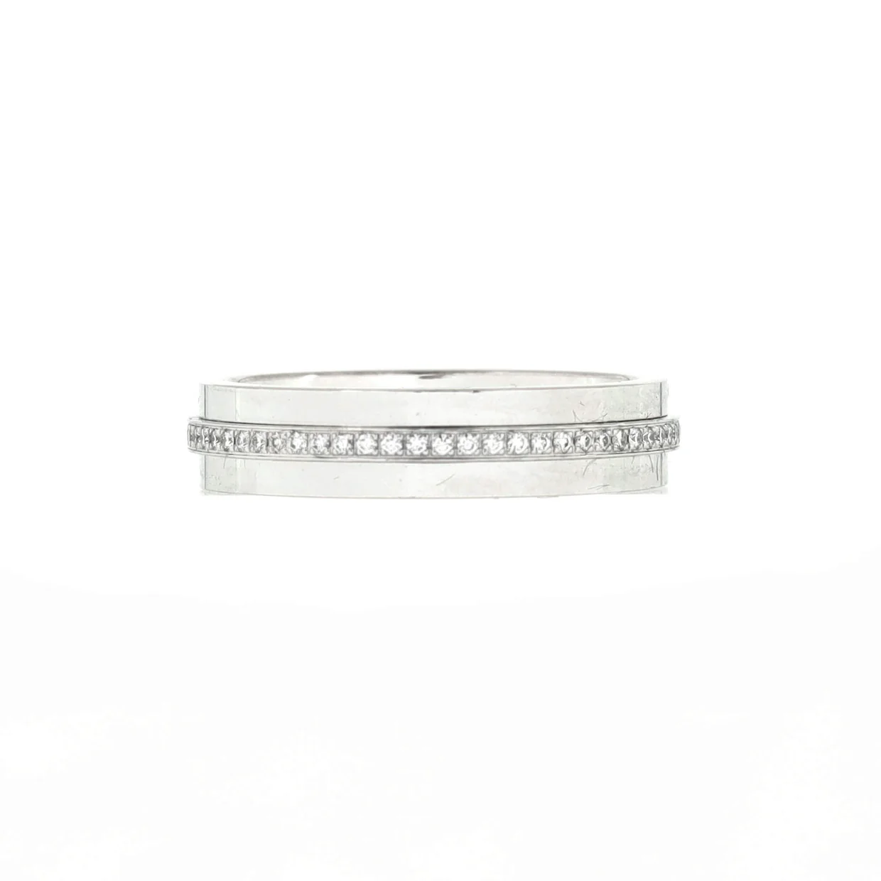 T Two Ring 18K White Gold and Diamonds Narrow - Deep Luxury
