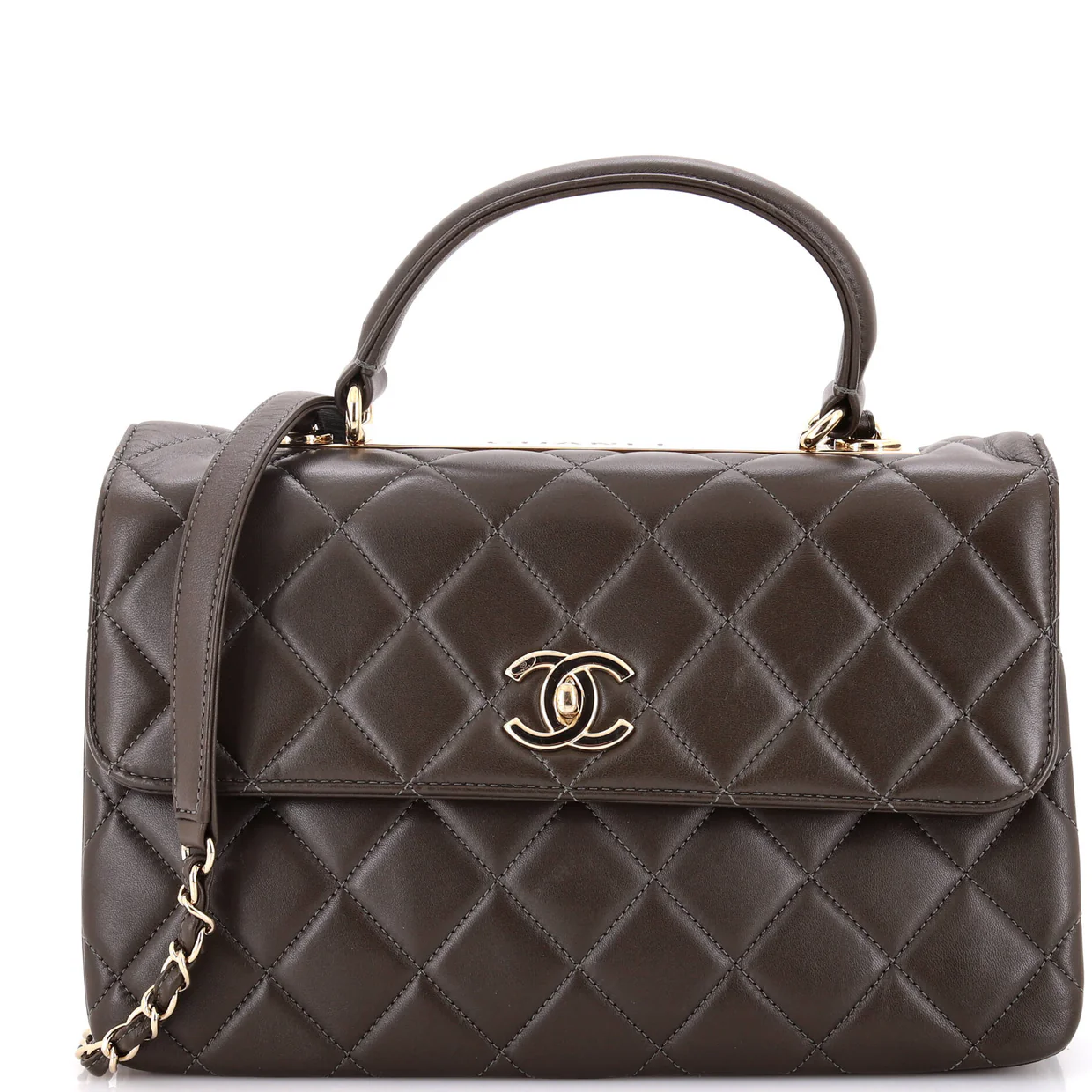 Trendy CC Top Handle Bag Quilted Lambskin Medium - Deep Luxury