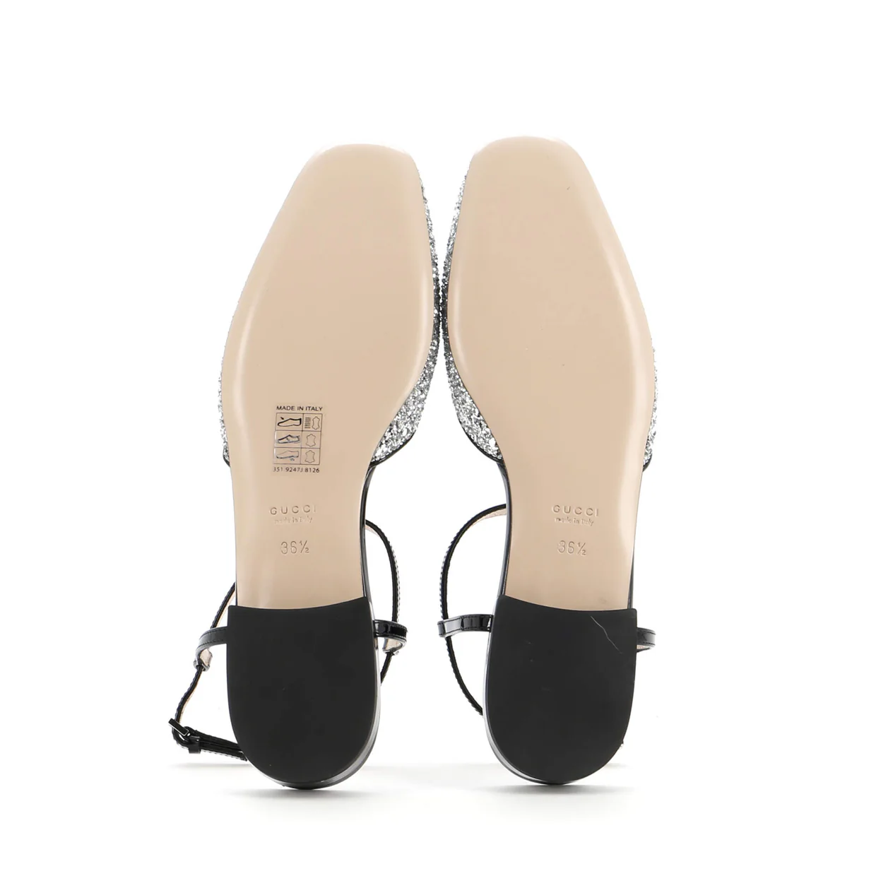 Women's GG Slingback Flats Glitter and Patent - Deep Luxury