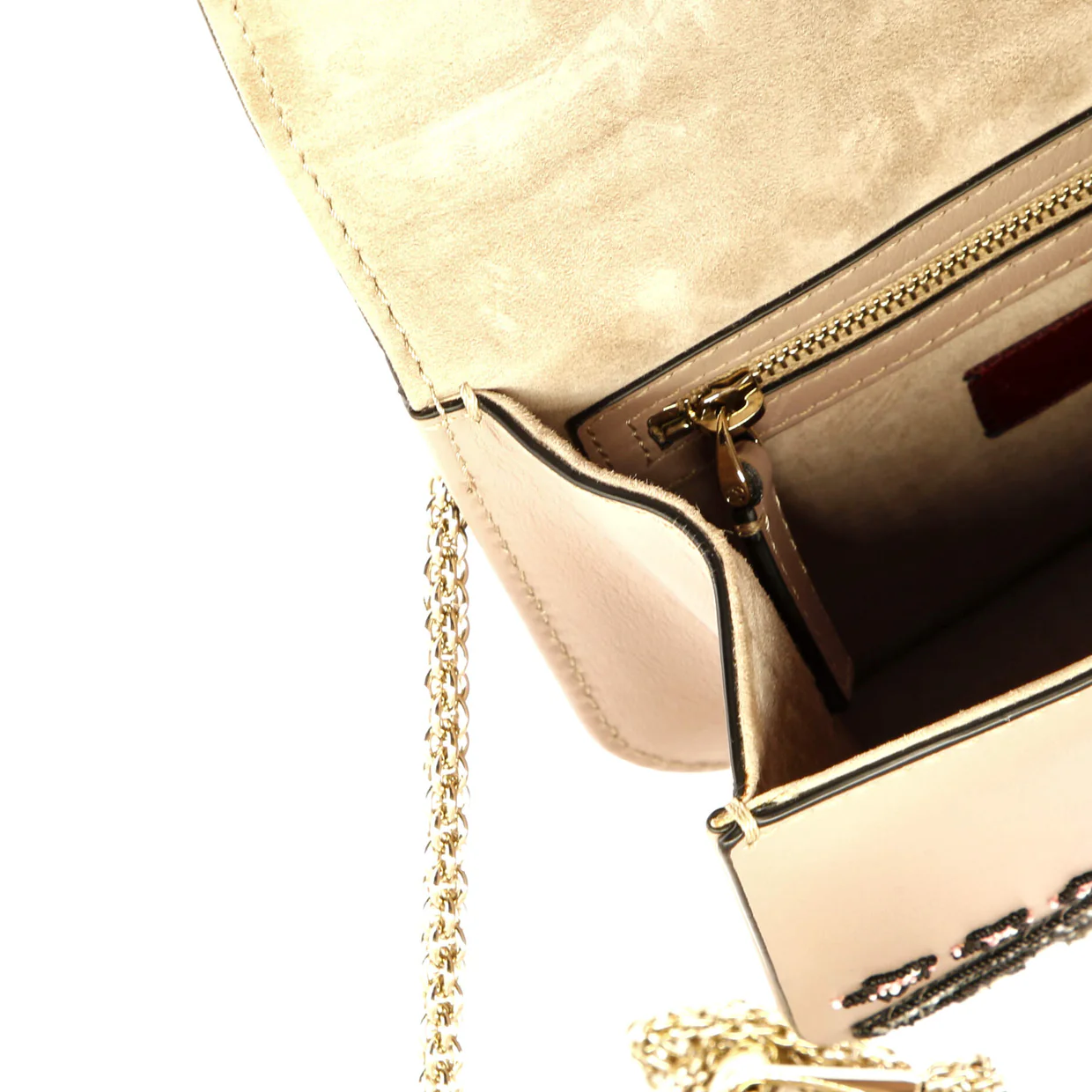 Glam Lock Shoulder Bag Embroidered Leather Small - Deep Luxury