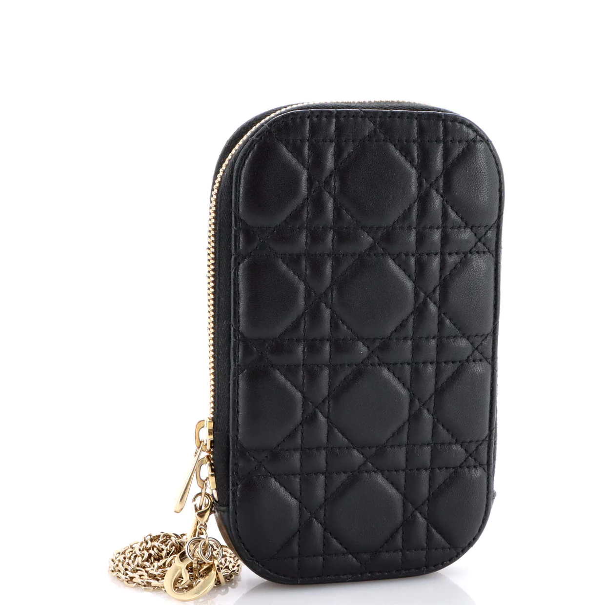 Lady Dior Phone Holder on Chain Cannage Quilt Lambskin - Deep Luxury