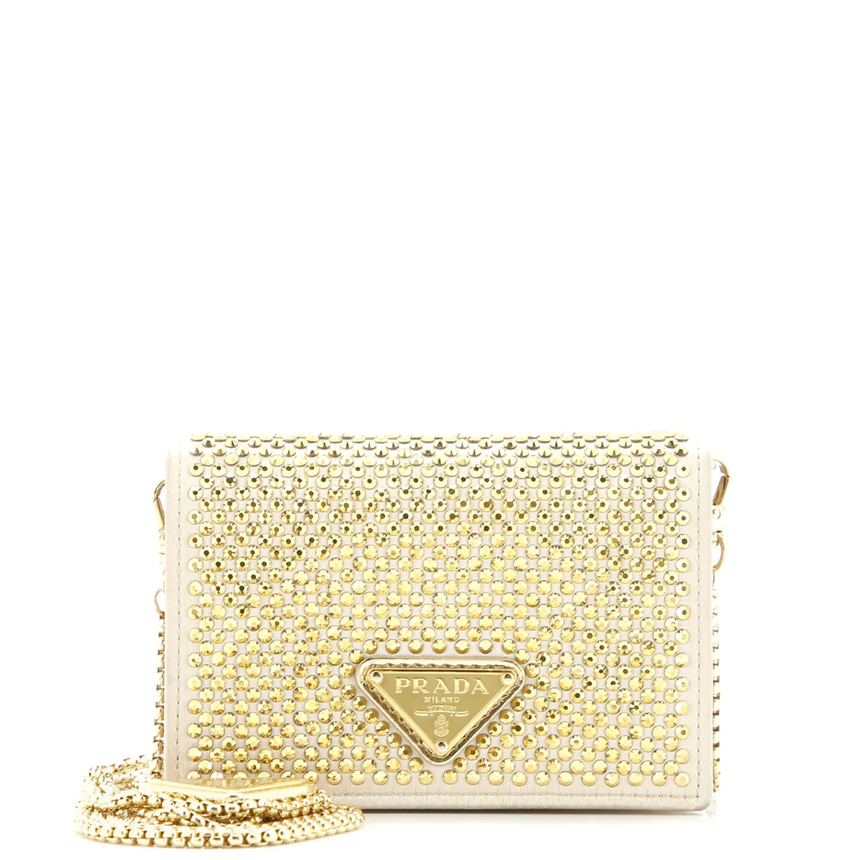 Flap Card Holder with Chain Satin with Crystals - Deep Luxury