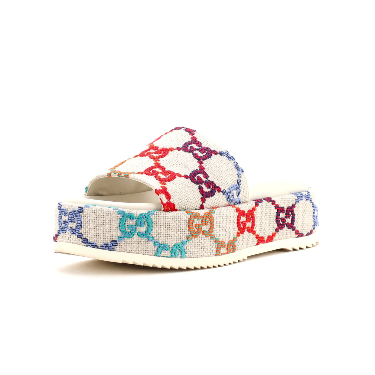 Women's Angelina Platform Slide Sandals Multicolor GG Linen - Deep Luxury