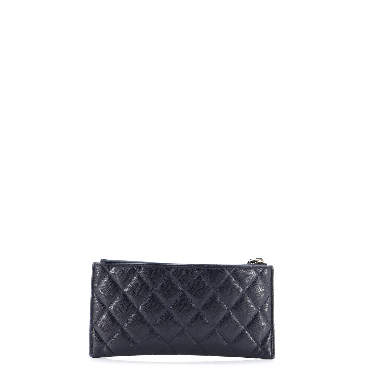 Classic Zip Pouch Quilted Caviar Long - Deep Luxury
