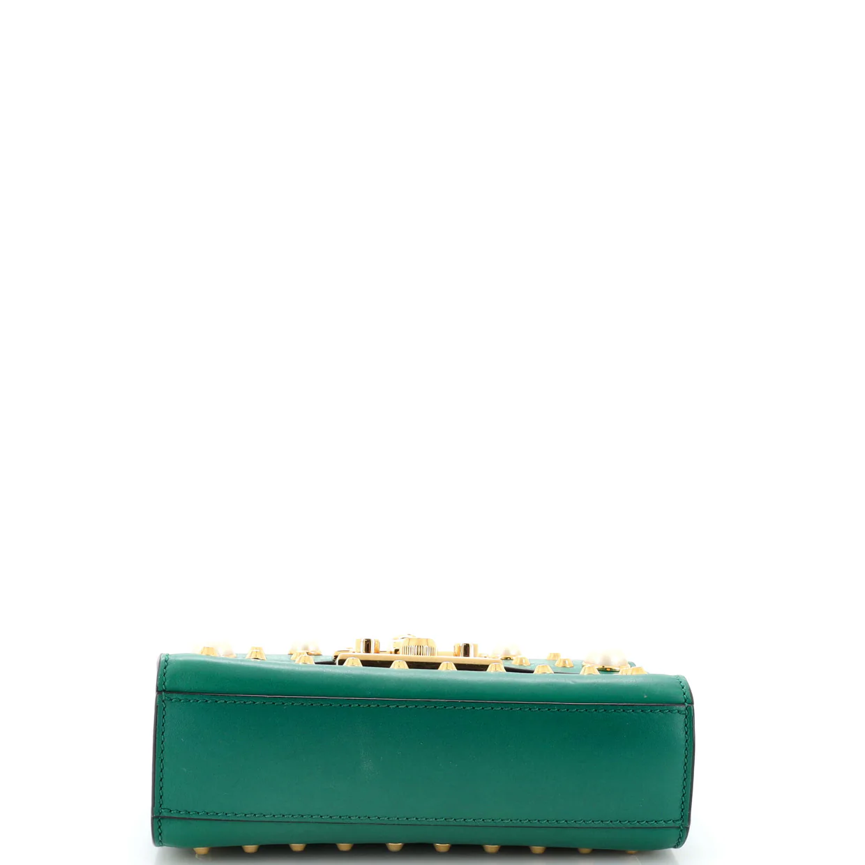 Pearly Padlock Shoulder Bag Studded Leather Small - Deep Luxury