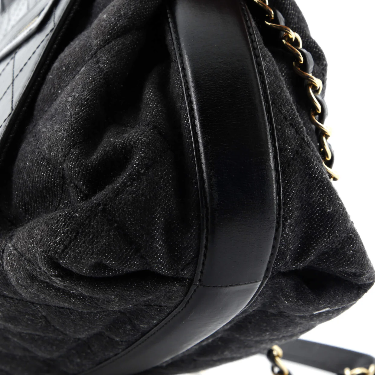 Shopping Tote Quilted Denim with Stitched Calfskin Medium - Deep Luxury