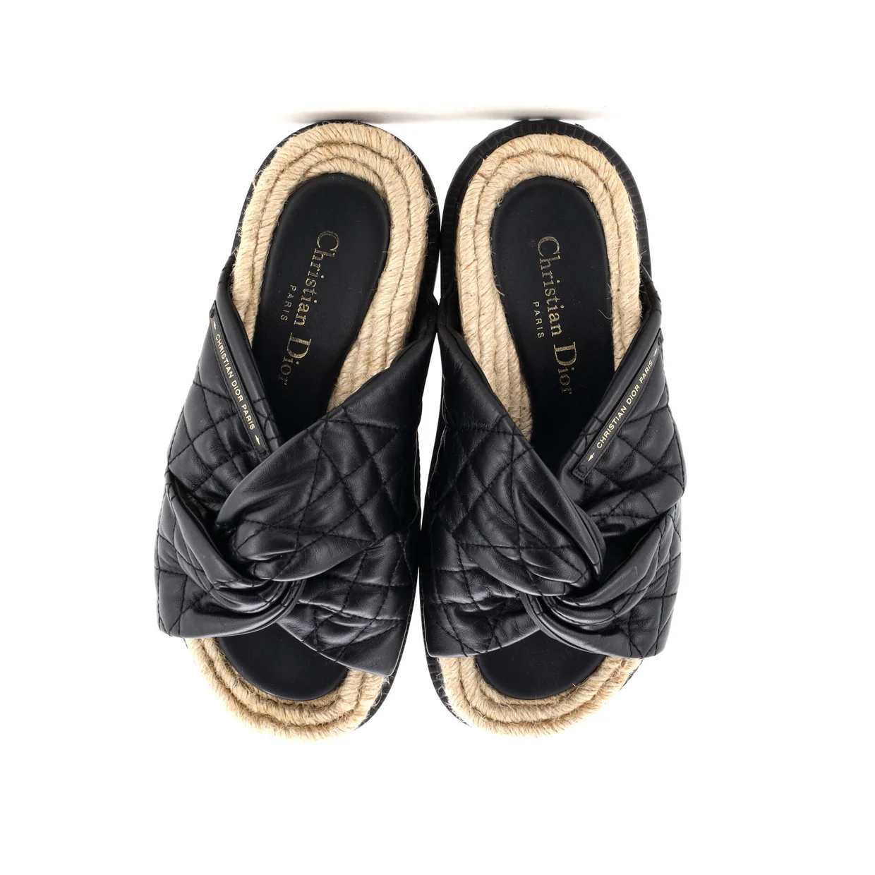 Women's Dtwist Slide Espadrilles Cannage Quilt Leather - Deep Luxury