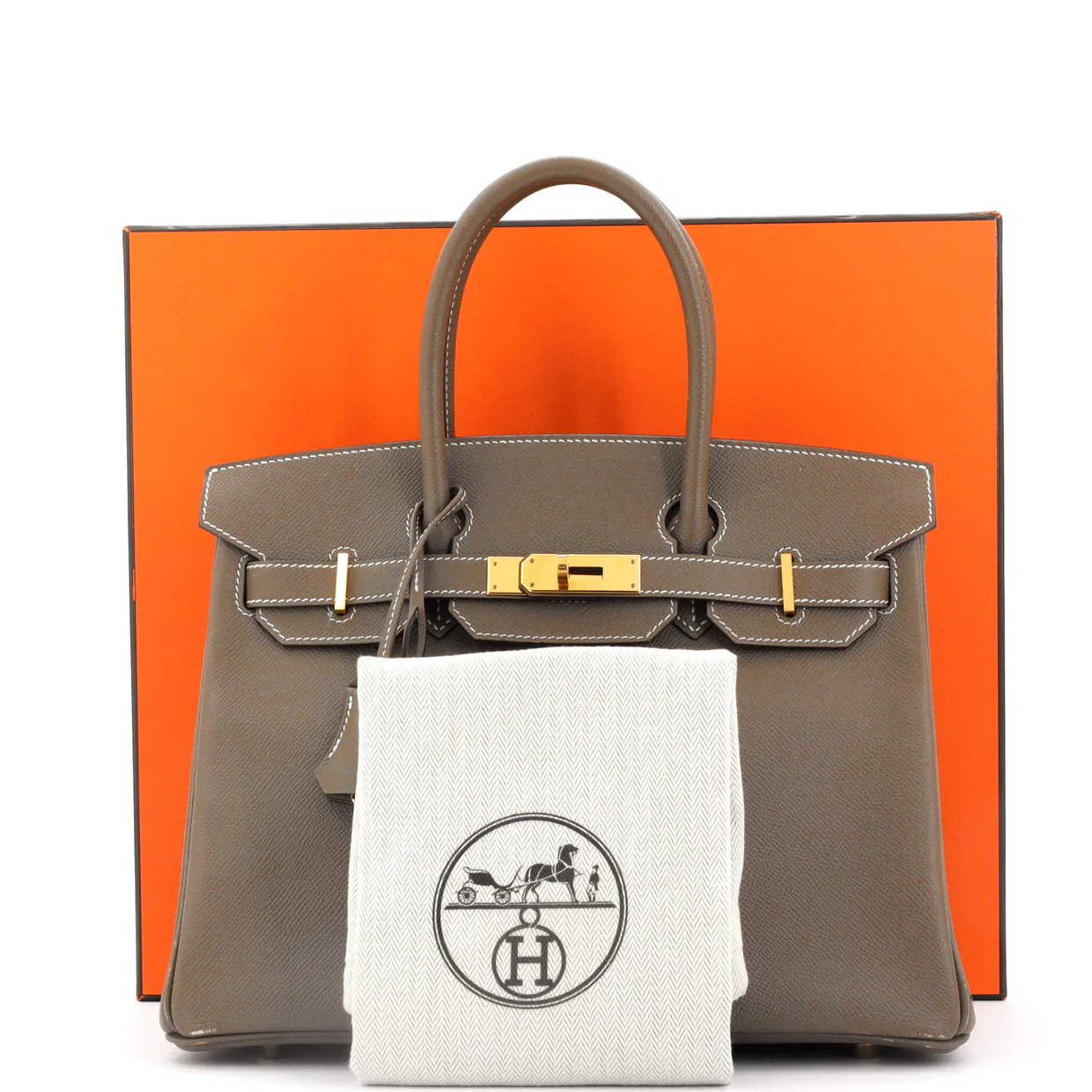 Birkin Handbag Grey Epsom with Gold Hardware 30 - Deep Luxury