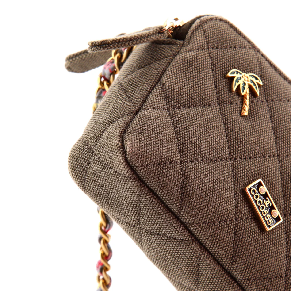 Cuba Charms Double Zip Clutch with Chain Quilted Canvas - Deep Luxury