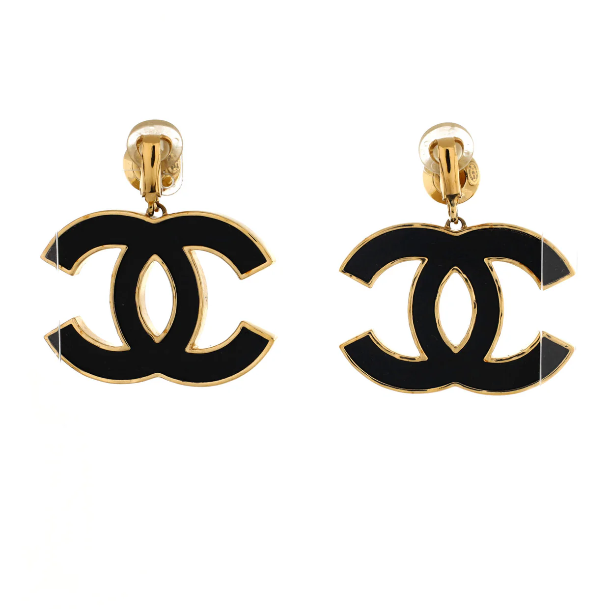 CC Drop Clip-On Earrings Metal with Crystals and Leather - Deep Luxury