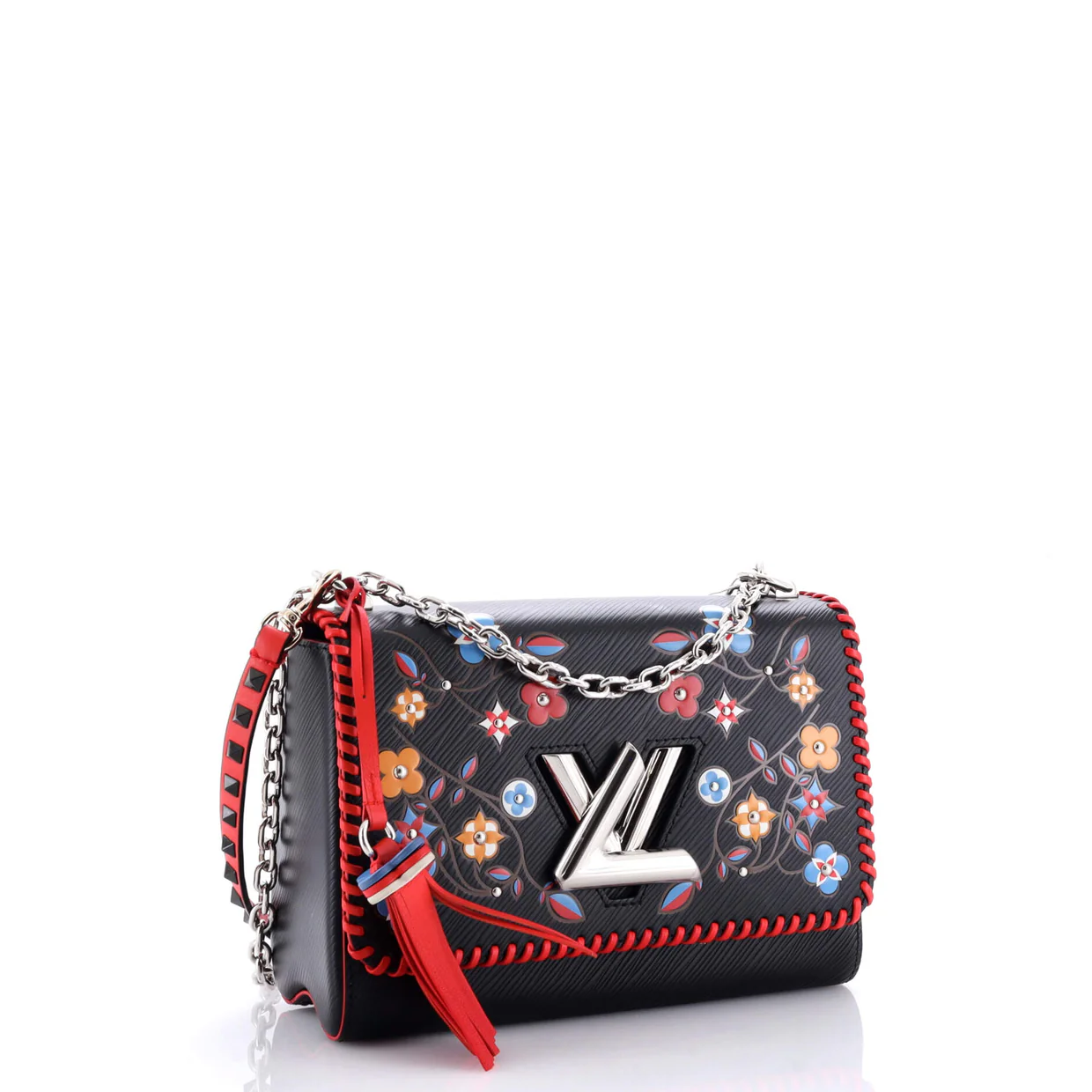 Twist Handbag Limited Edition Flower Embellished Epi Leather with Whipstitch Details MM - Deep Luxury