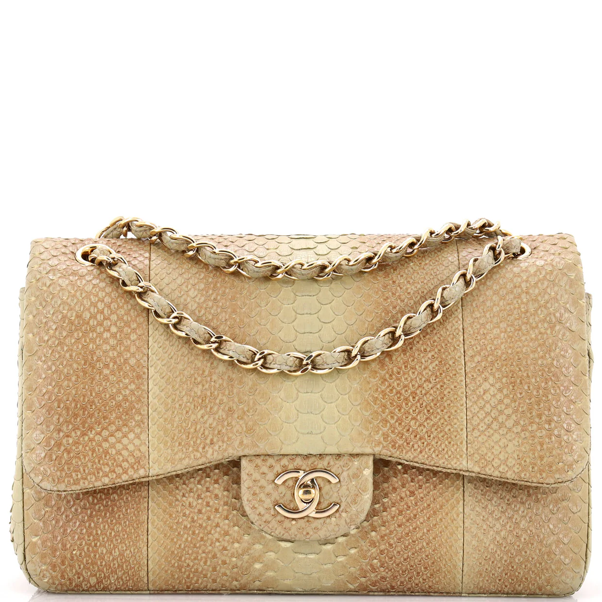 Classic Double Flap Bag Python Jumbo - Deep Luxury