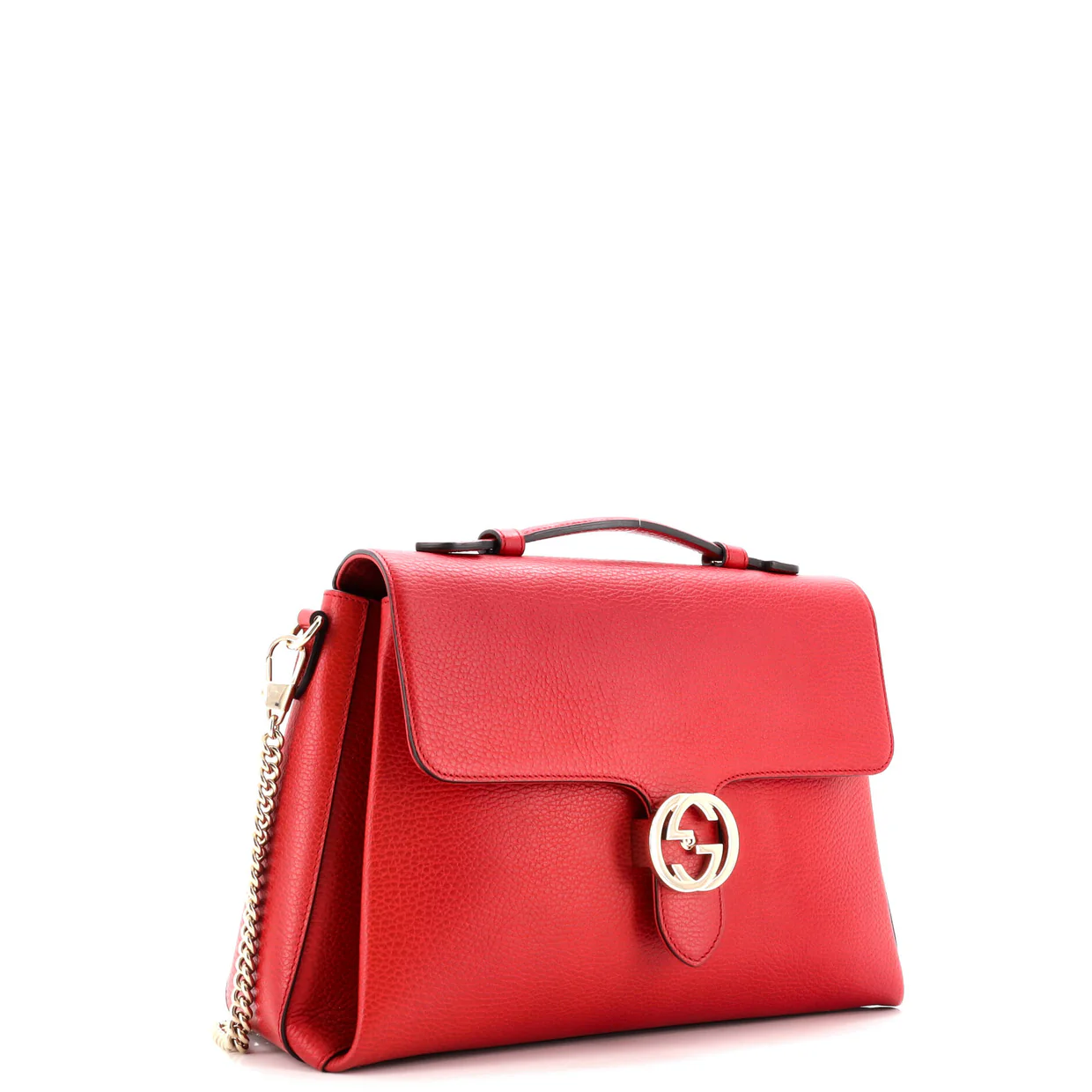 Interlocking Top Handle Bag Leather Medium - Deep Luxury