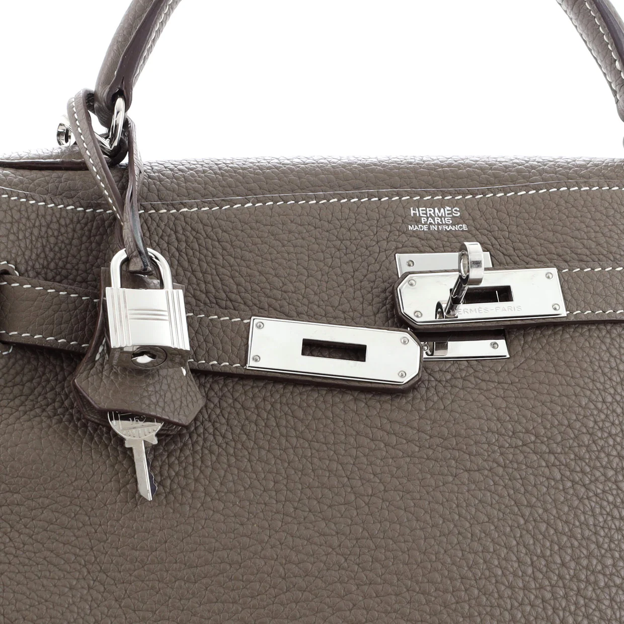 Kelly Handbag Grey Clemence with Palladium Hardware 32 - Deep Luxury