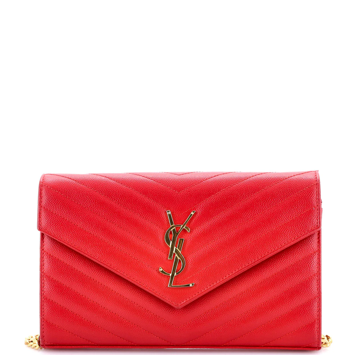 Classic Monogram Wallet on Chain Matelasse Chevron Leather Medium - Deep Luxury