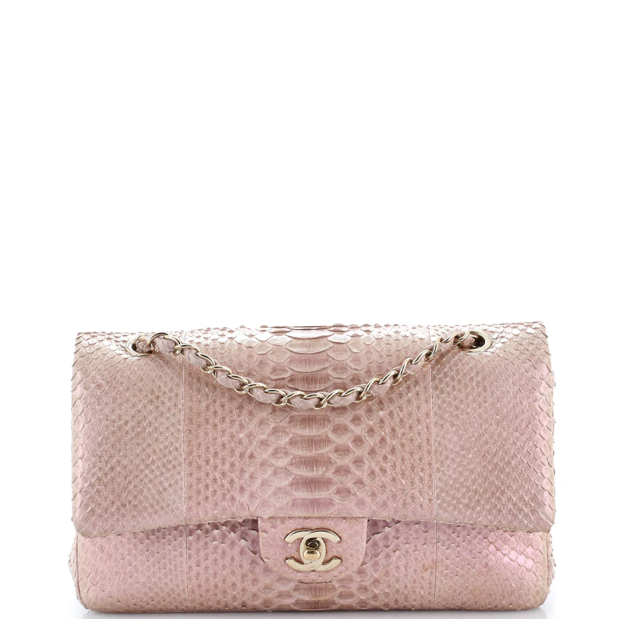 Classic Double Flap Bag Iridescent Python Medium - Deep Luxury