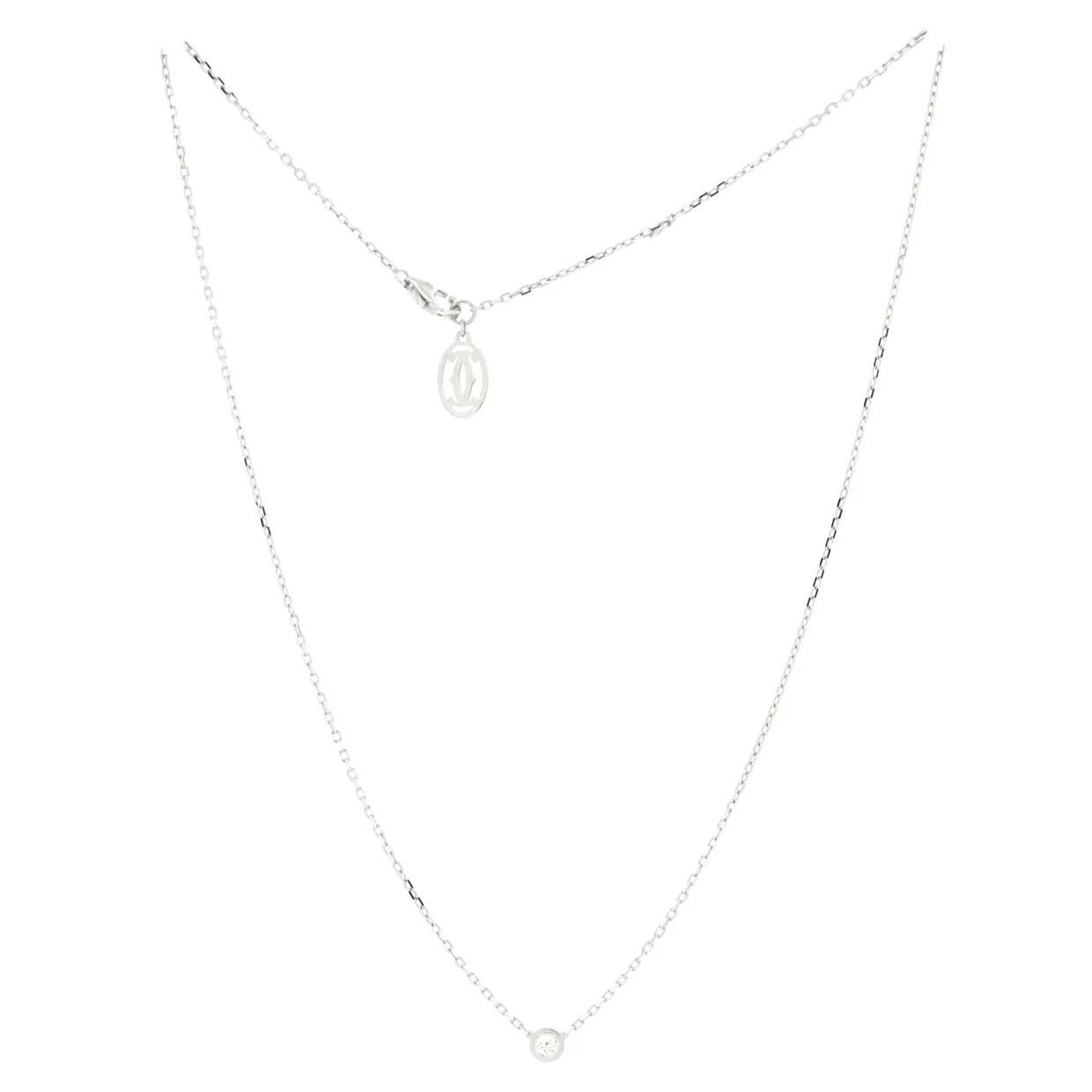 Cartier D'Amour Pendant Necklace 18K White Gold with Diamond Small - Deep Luxury