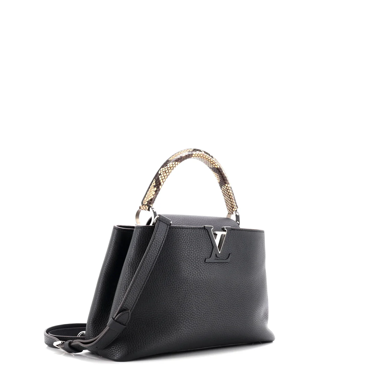 Capucines Bag Leather with Python PM - Deep Luxury