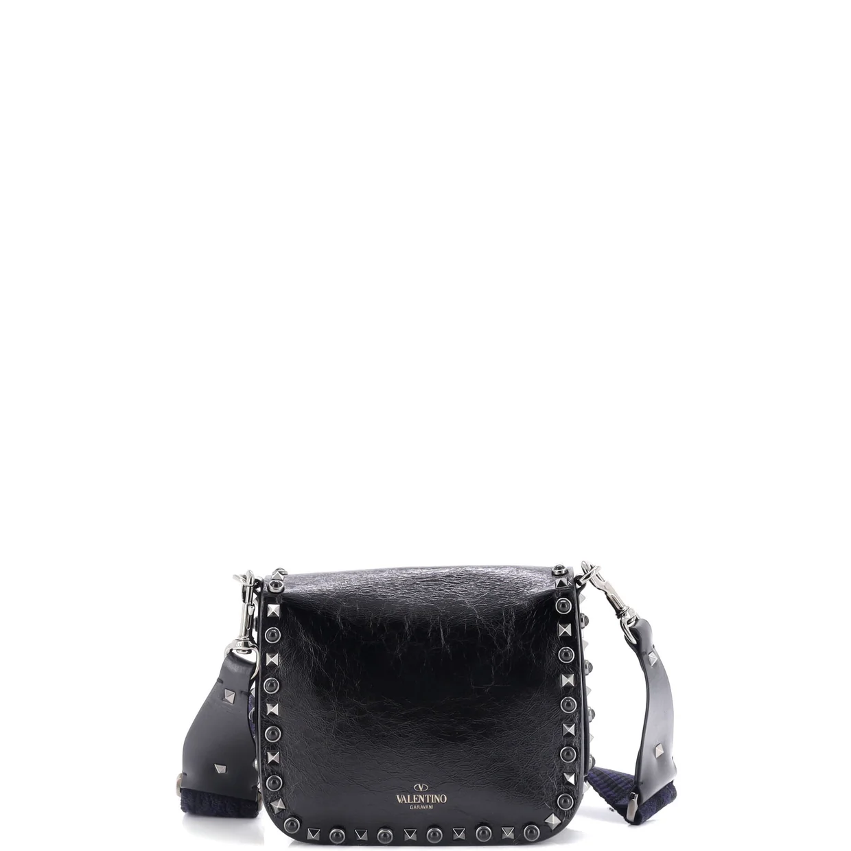 Rolling Rockstud Crossbody Bag Leather with Cabochons Small - Deep Luxury