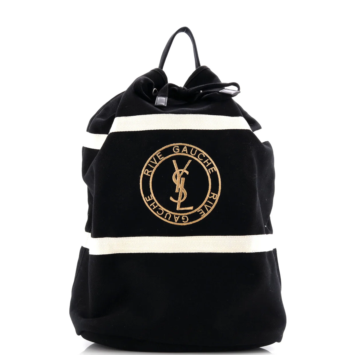 Rive Gauche Drawstring Sling Bag Embroidered Canvas - Deep Luxury