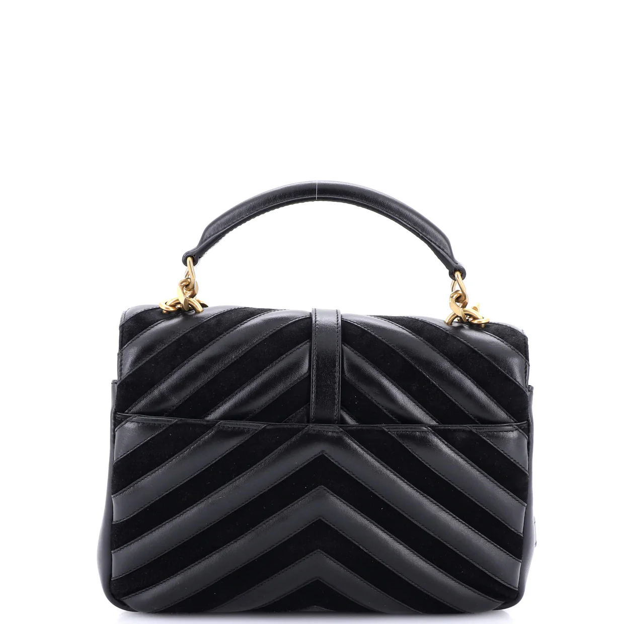 Classic Monogram College Bag Matelasse Chevron Leather and Suede Medium - Deep Luxury