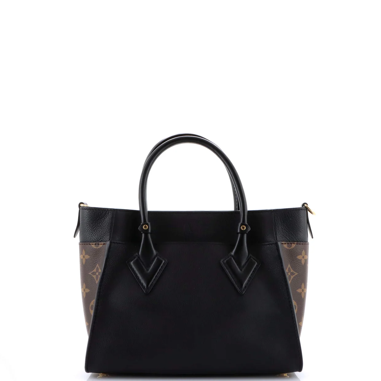 On My Side Tote Leather with Monogram Canvas PM - Deep Luxury