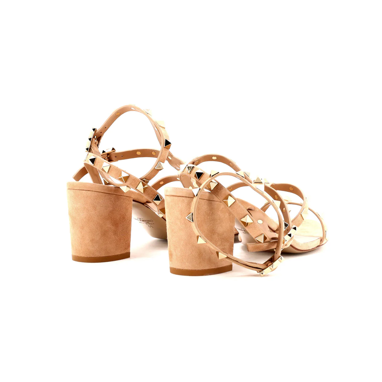 Women's Rockstud Caged Ankle Strap Block Heel Sandals Suede - Deep Luxury