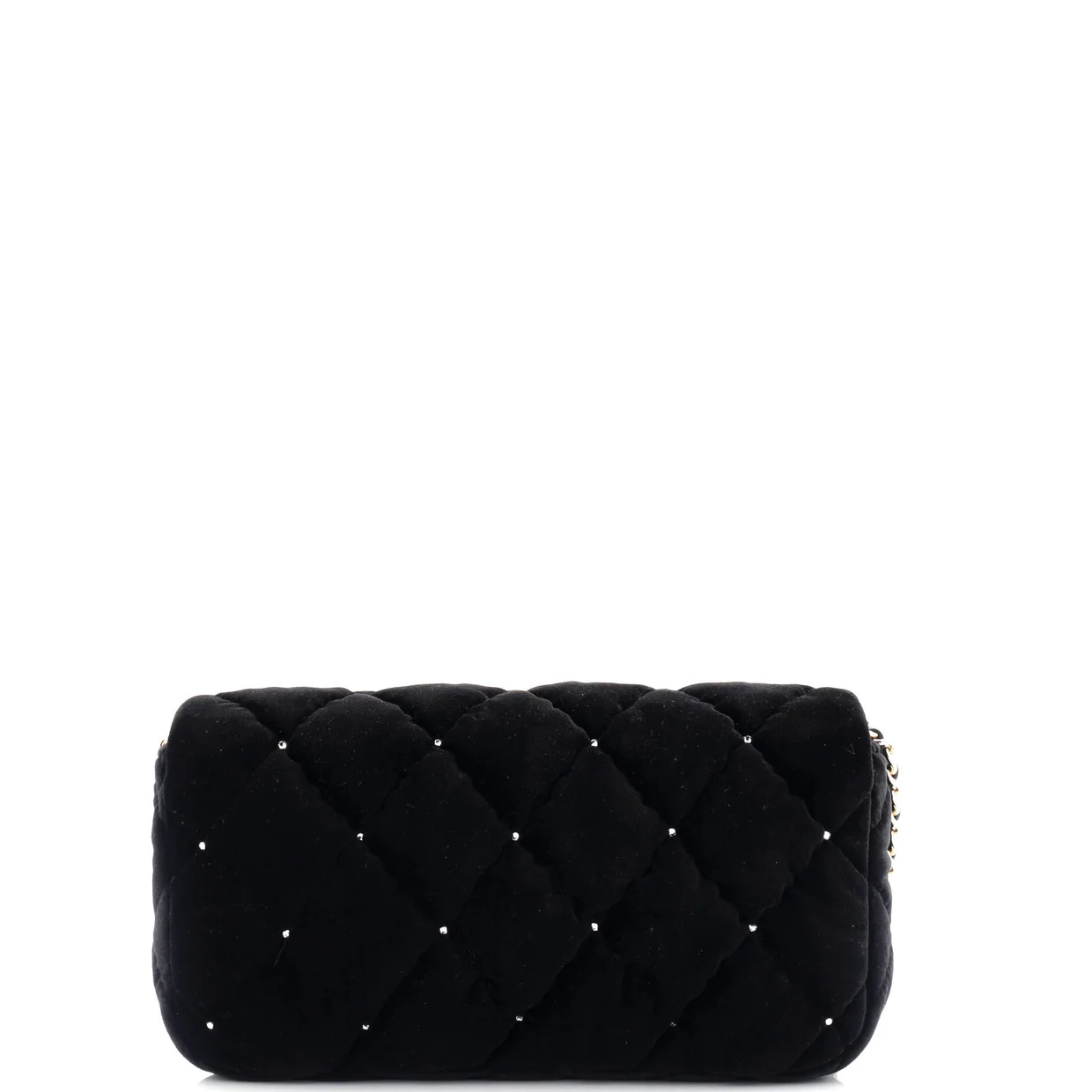 CC Chain Clutch Quilted Velvet with Crystals - Deep Luxury