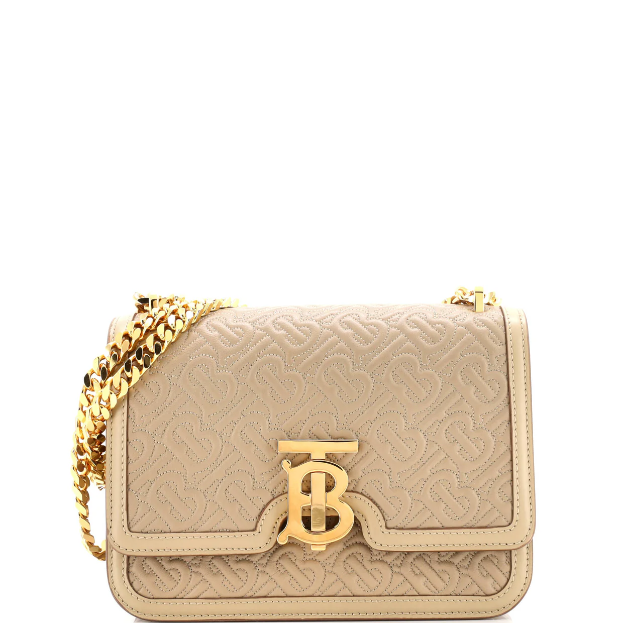 TB Flap Chain Bag Monogram Embossed Leather Small - Deep Luxury