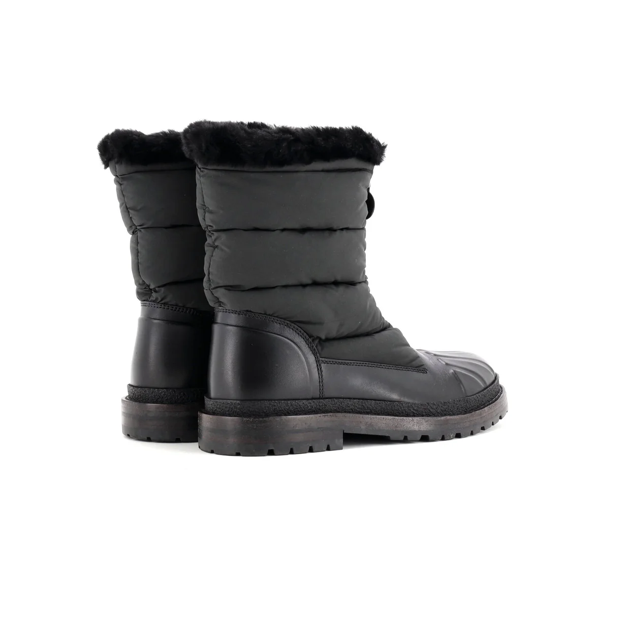 Women's Front Zip Hiking Boots Leather and Nylon with Shearling - Deep Luxury