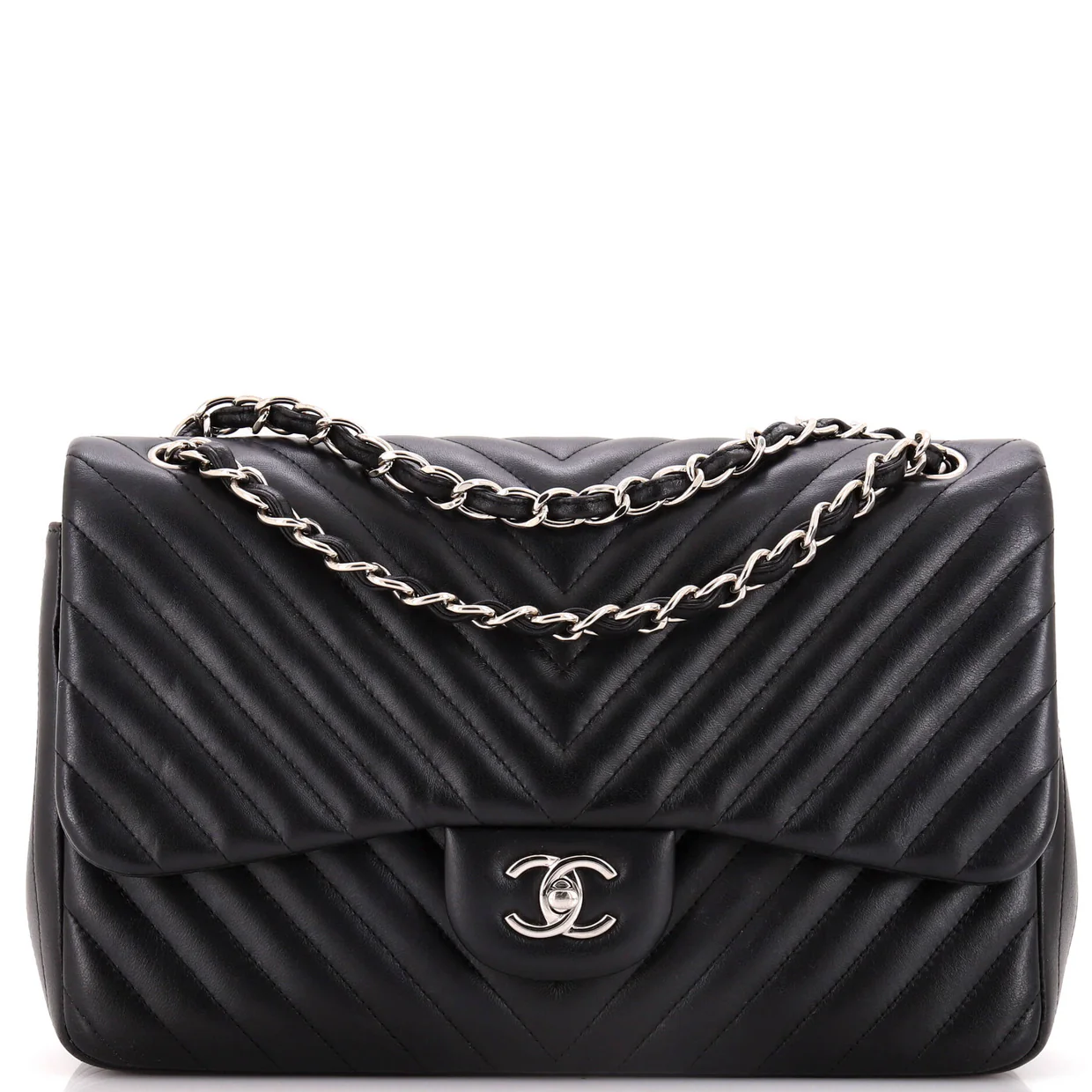 Classic Double Flap Bag Chevron Lambskin Jumbo - Deep Luxury