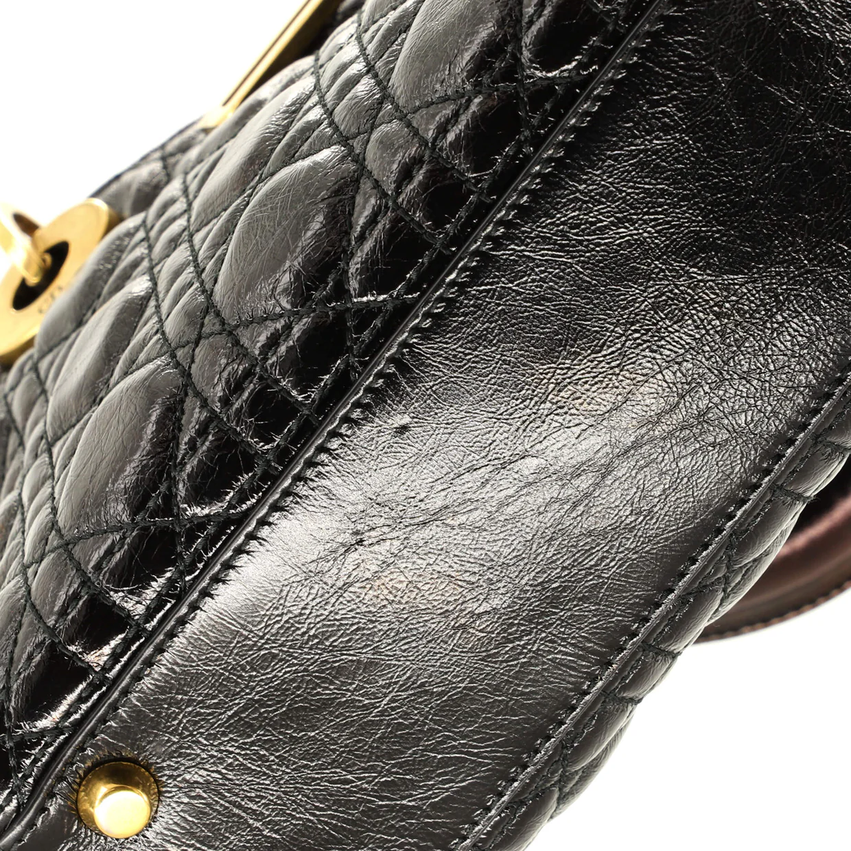 My Lady Dior Bag Cannage Quilted Crinkled Patent - Deep Luxury