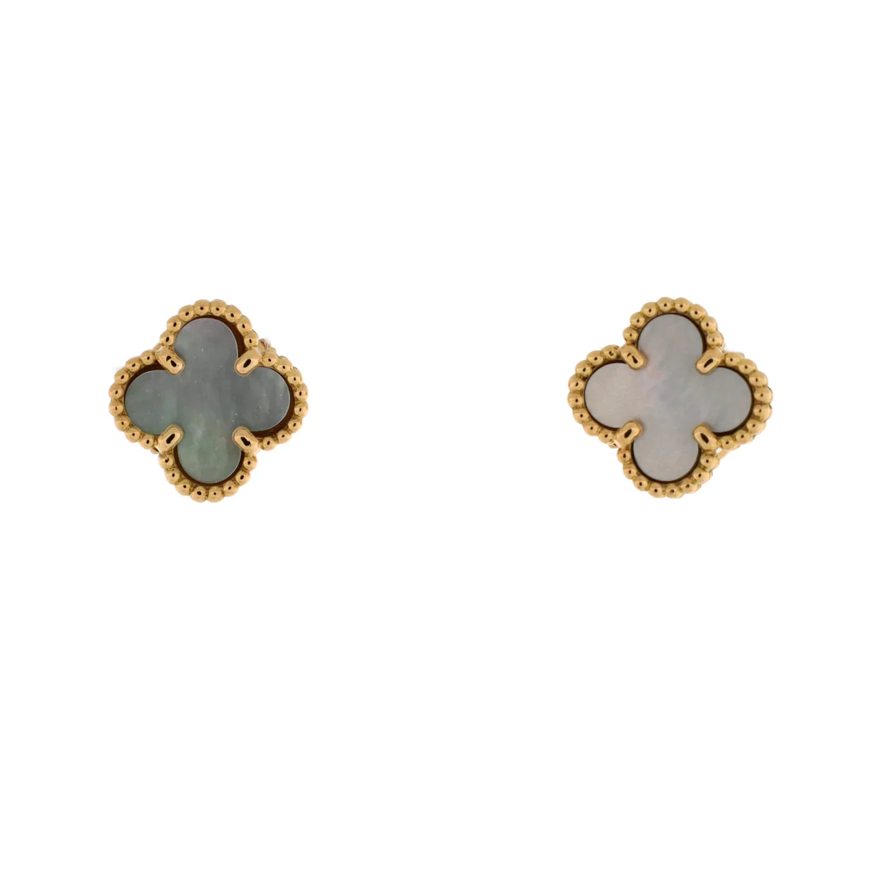 Sweet Alhambra Stud Earrings 18K Yellow Gold and Mother of Pearl - Deep Luxury