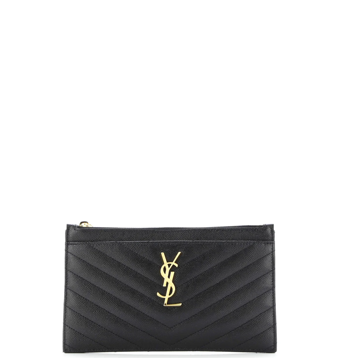 Classic Monogram Zip Bill Pouch Matelasse Chevron Leather Medium - Deep Luxury