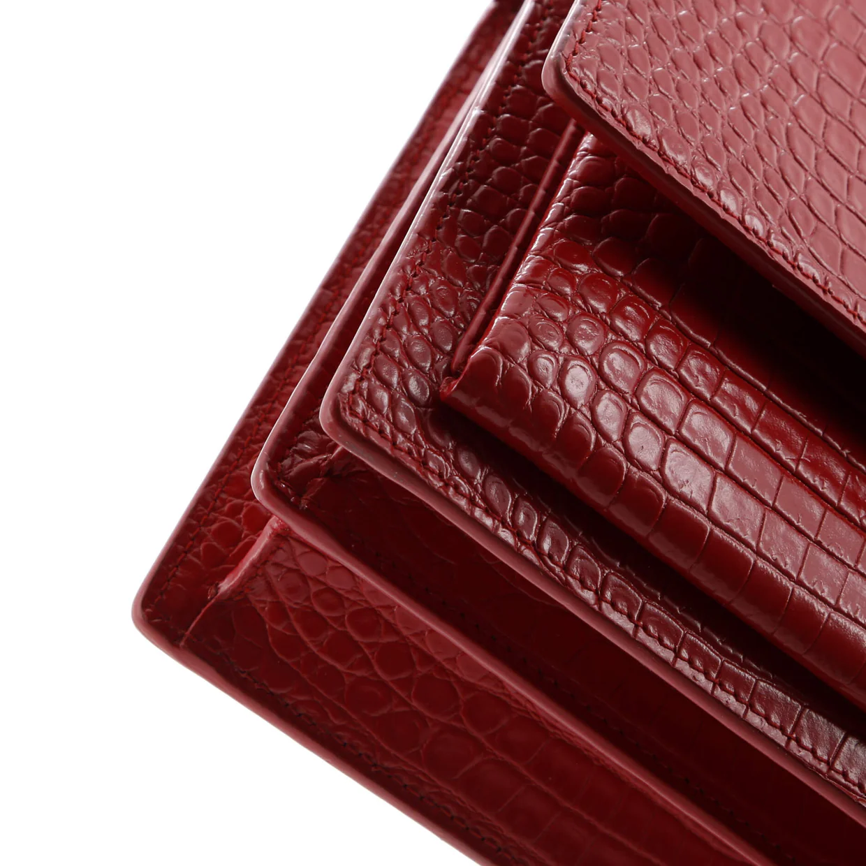 Sunset Crossbody Bag Crocodile Embossed Leather Medium - Deep Luxury