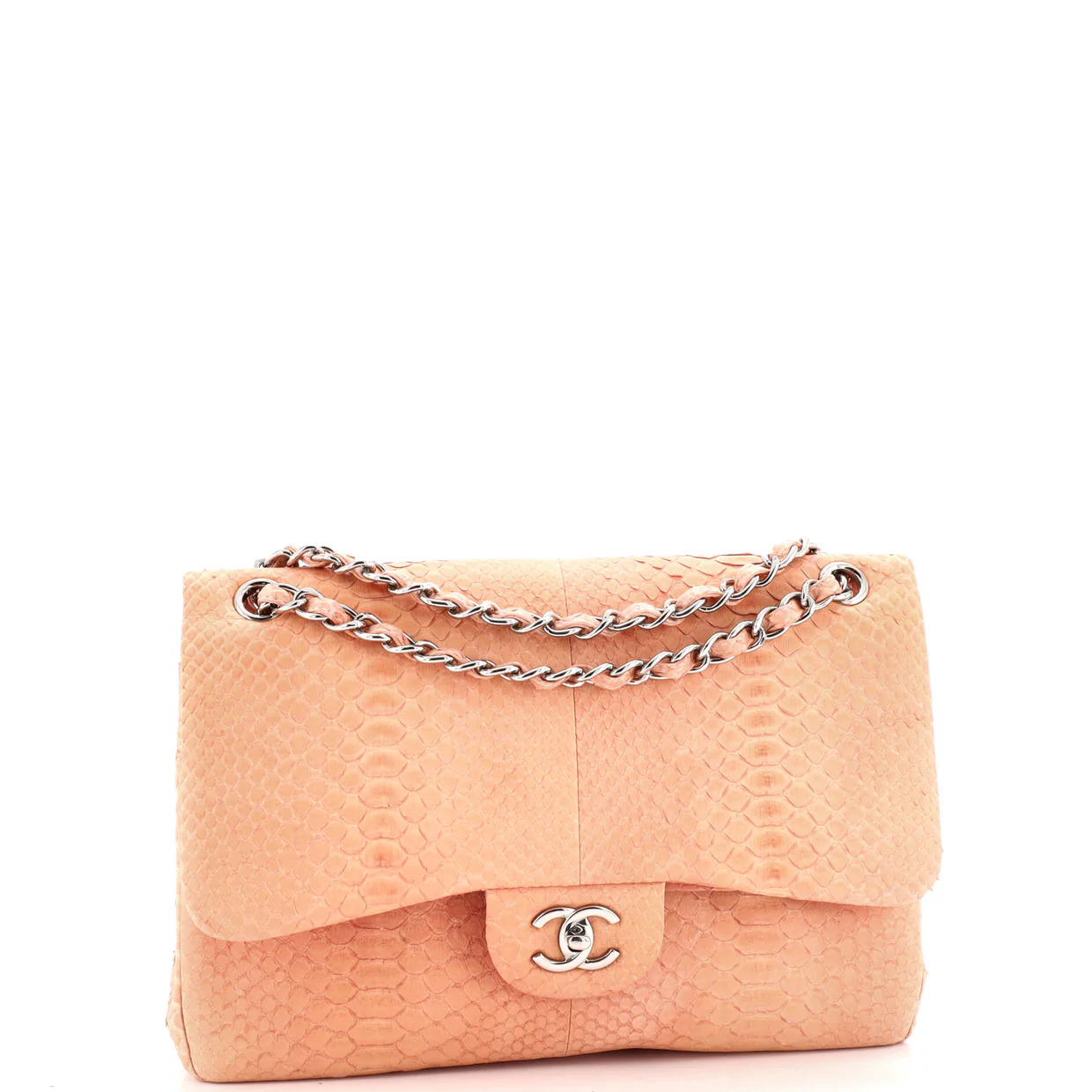 Classic Double Flap Bag Matte Python Jumbo - Deep Luxury