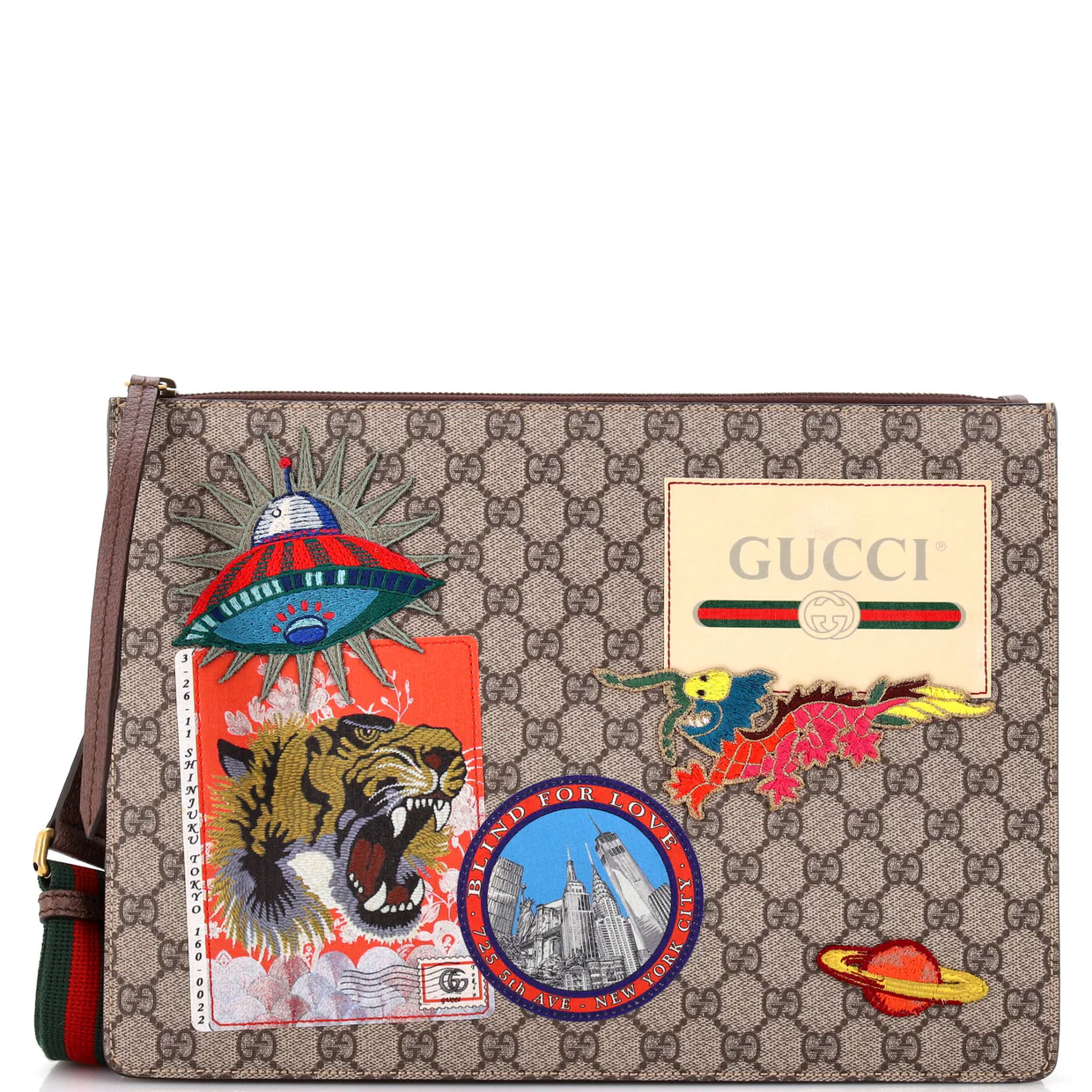 Courrier Messenger Bag GG Coated Canvas with Applique - Deep Luxury