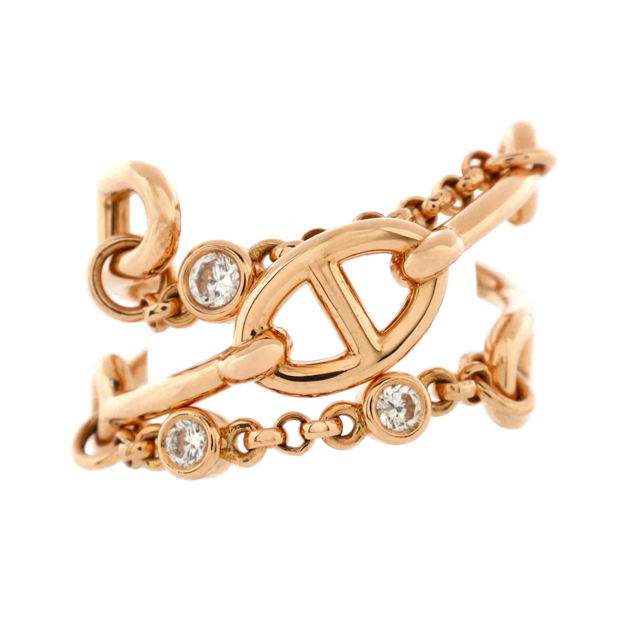Chaine d'Ancre Chaos Ring 18K Rose Gold with Diamonds Medium - Deep Luxury