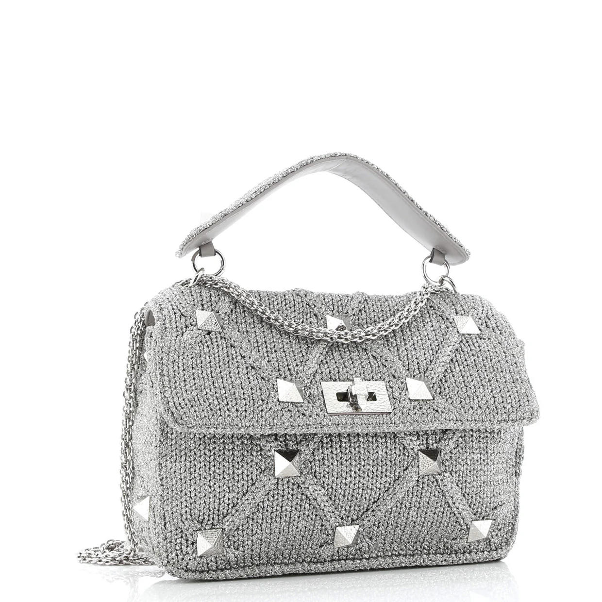 Roman Stud Flap Bag Quilted Knit Large - Deep Luxury
