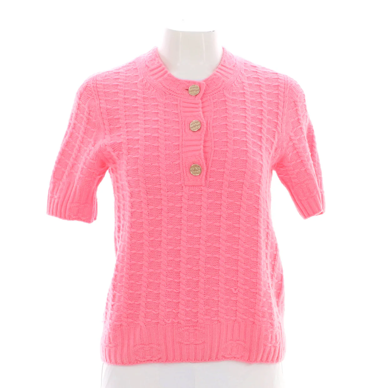 Women's CC Knit Short Sleeve Sweater Cashmere and Wool Blend - Deep Luxury