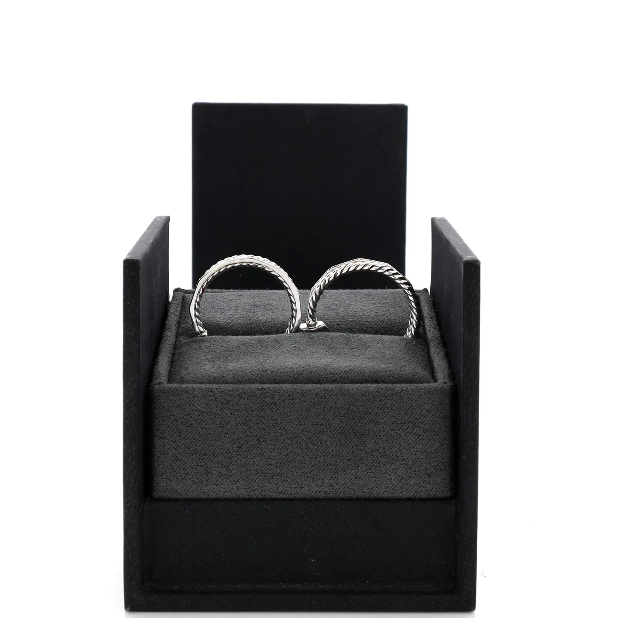 Stax Hoop Earrings 18K White Gold with Diamonds 25mm - Deep Luxury