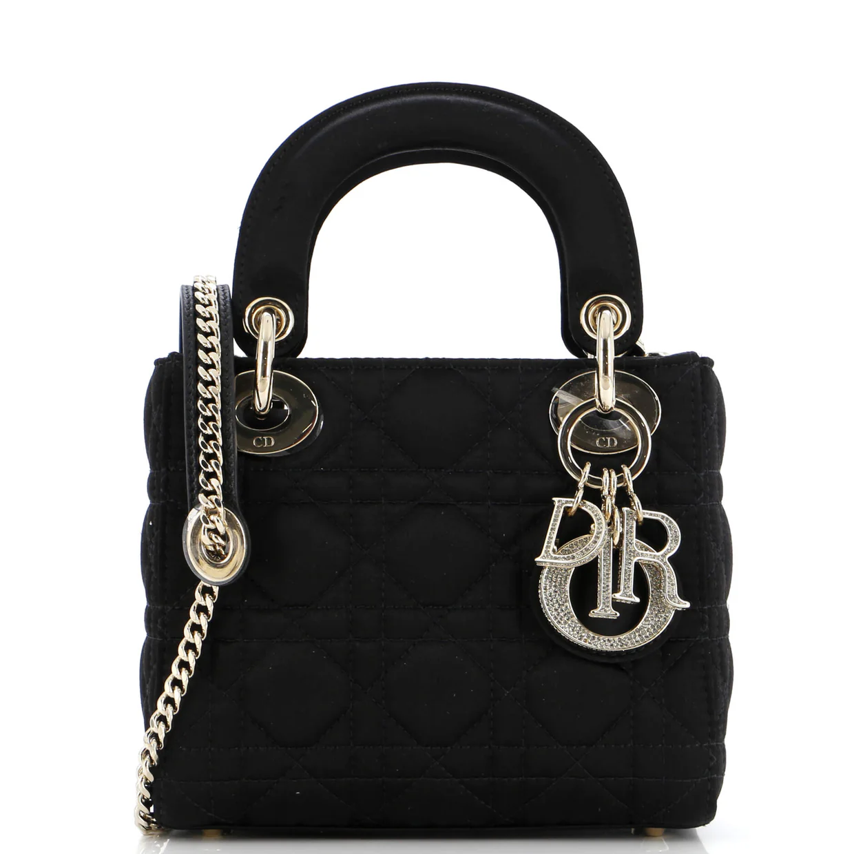 Lady Dior Bag Cannage Quilt Satin with Crystal Charms Mini - Deep Luxury