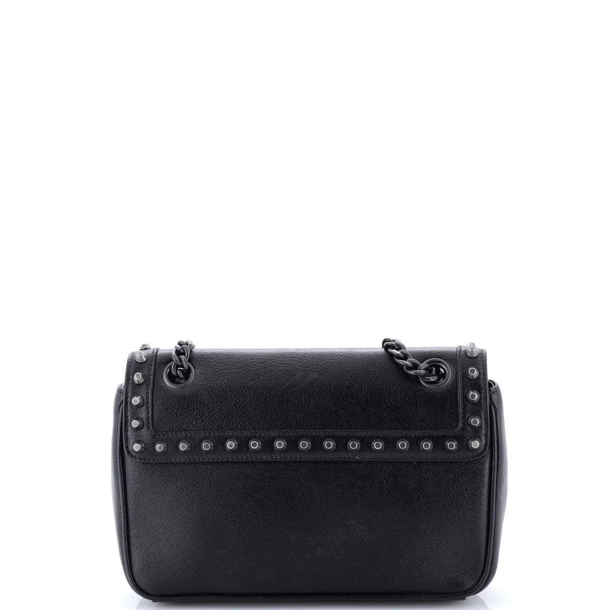 Chain Flap Bag Studded Glazed Calfskin Medium - Deep Luxury