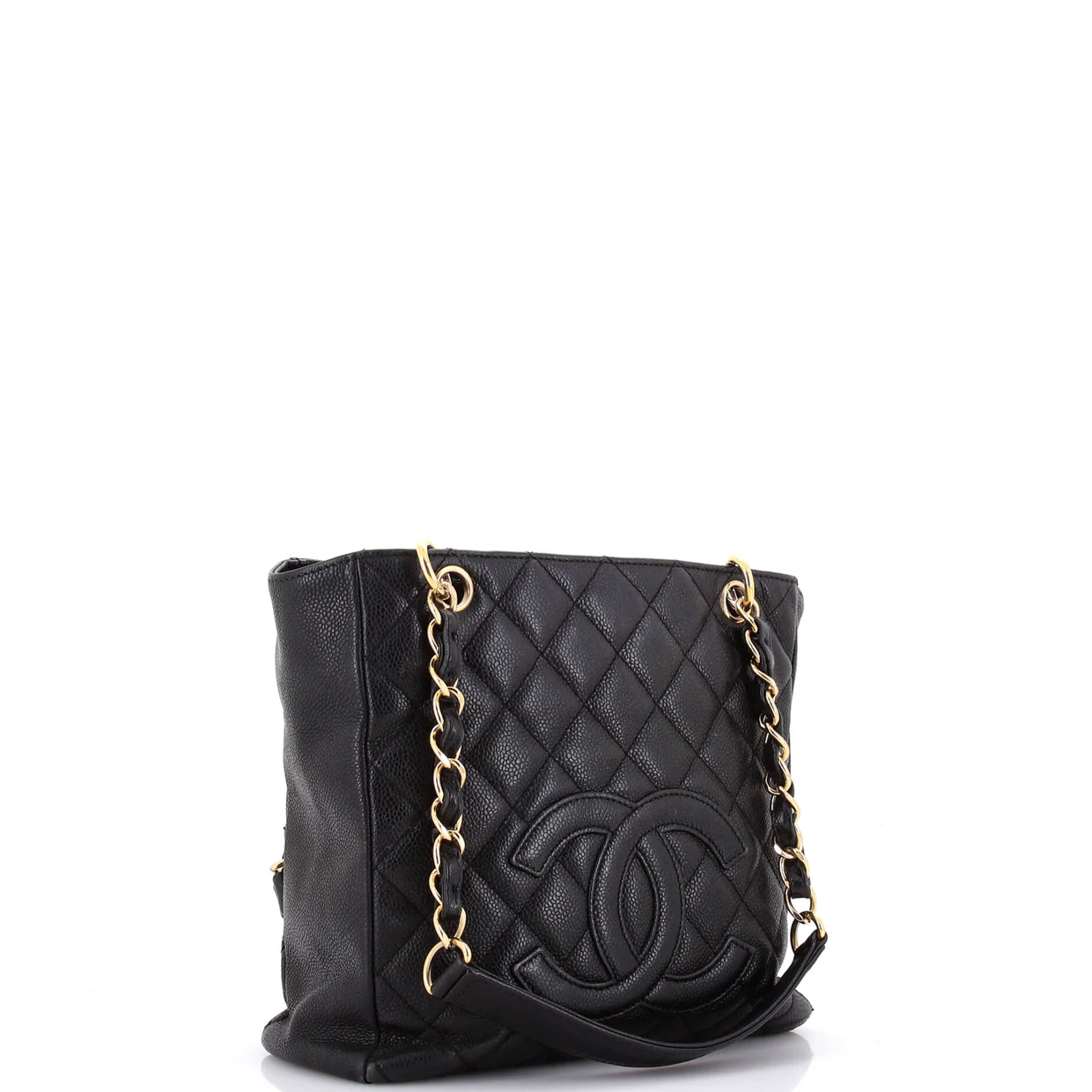 Petite Shopping Tote Quilted Caviar Large - Deep Luxury