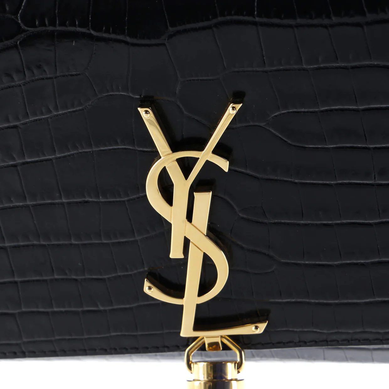 Classic Monogram Tassel Clutch Crocodile Embossed Leather Long - Deep Luxury